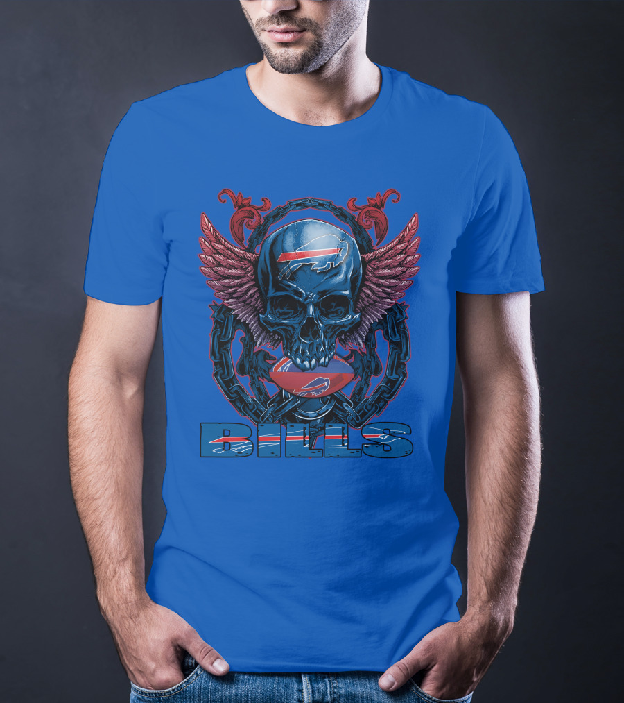 Buffalo Bills Skull With Wings And Chains T-Shirt