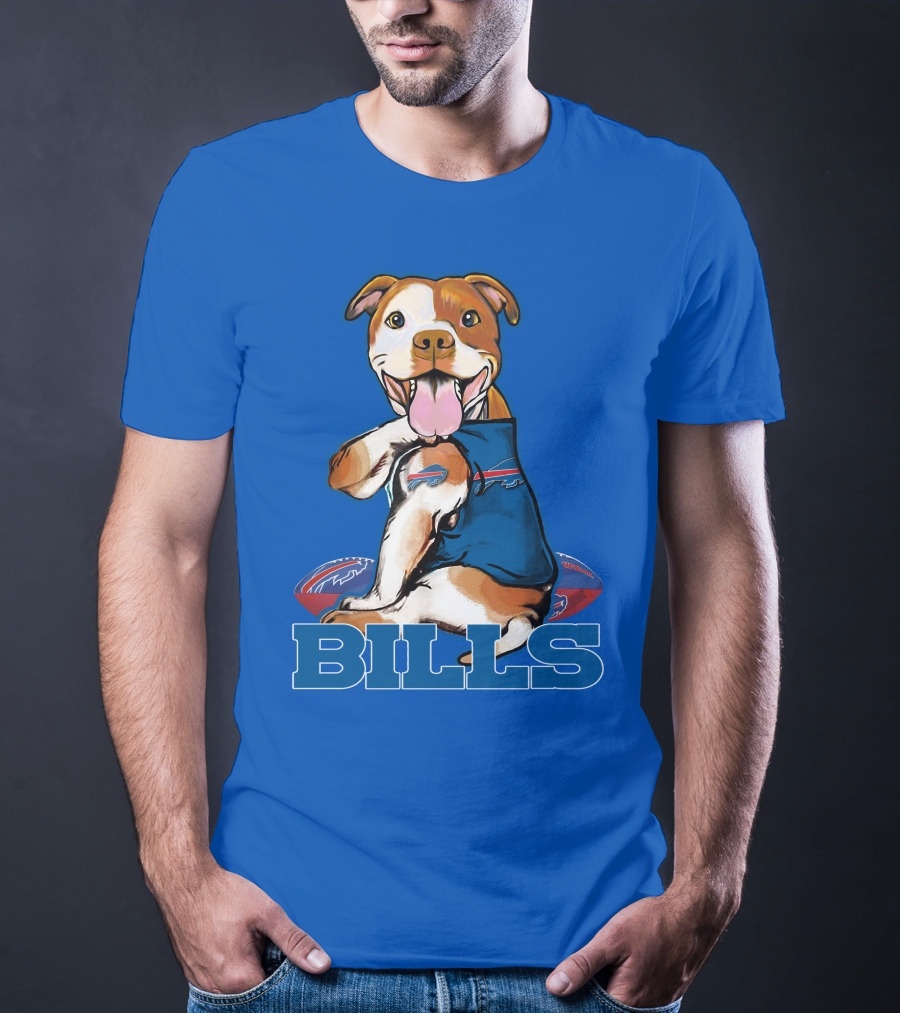 Buffalo Bills Pitbull With Footballs And Team T-Shirt