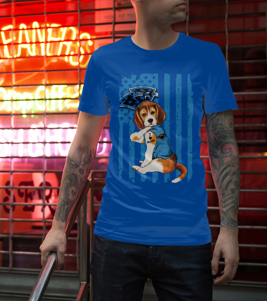 Beagle I Love Mom Carolina Panthers NFL Puppy Fan T-Shirt