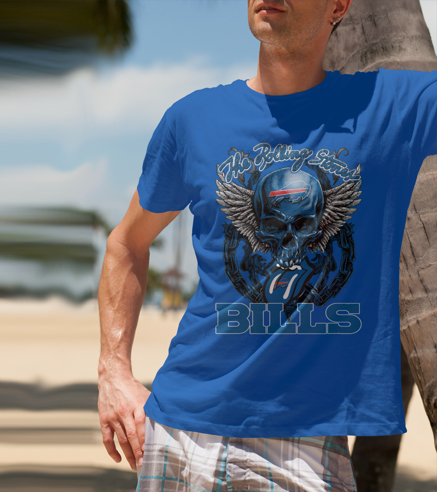 The Rolling Stones Bills Buffalo Wings And Skull Chain T-Shirt