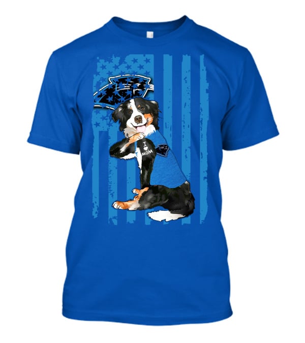 Border Collie I Love Mom Carolina Panthers T-Shirt
