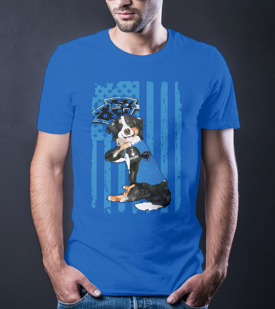 Border Collie I Love Mom Carolina Panthers T-Shirt