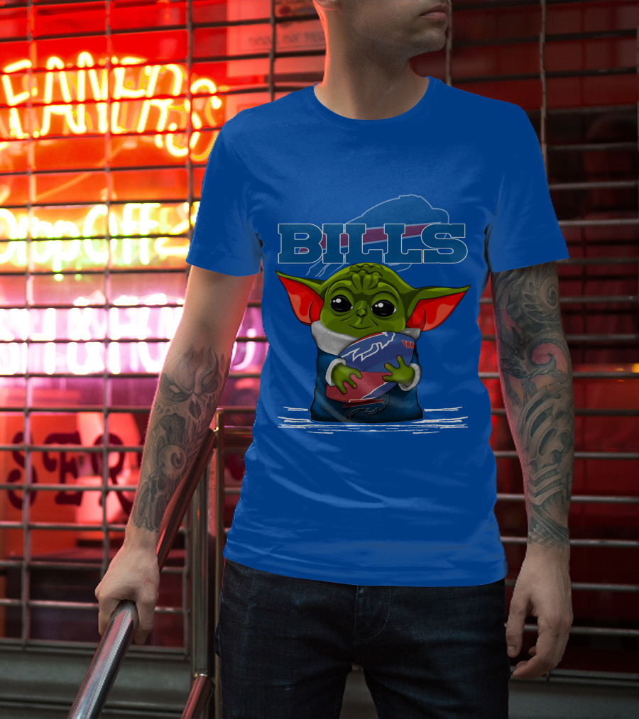 Yoda Buffalo Bills Fan Holding Football T-Shirt