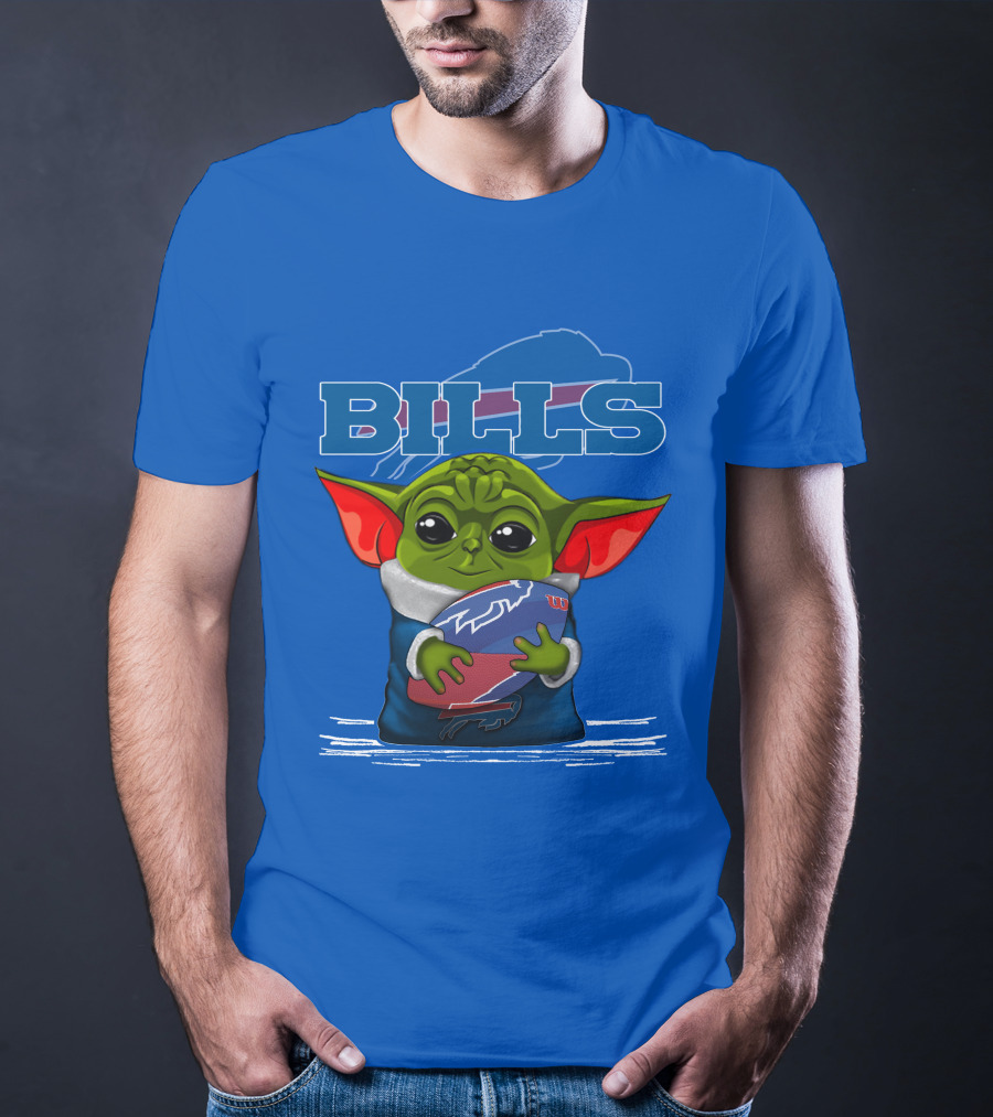 Yoda Buffalo Bills Fan Holding Football T-Shirt