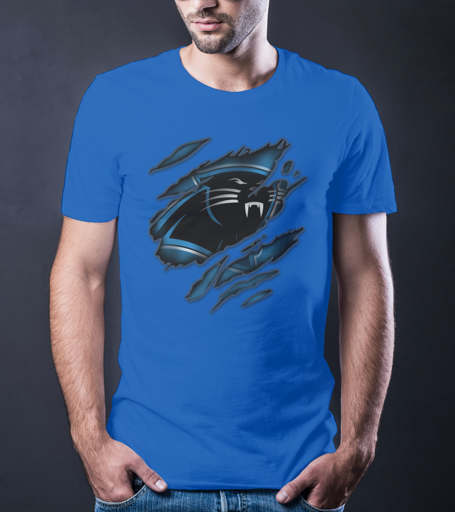 Carolina Panthers Logo Claw Marks Blue T-Shirt