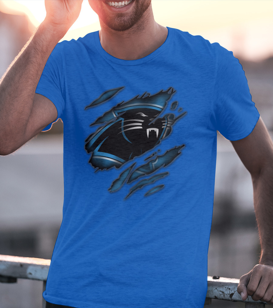 Carolina Panthers Logo Claw Marks Blue T-Shirt