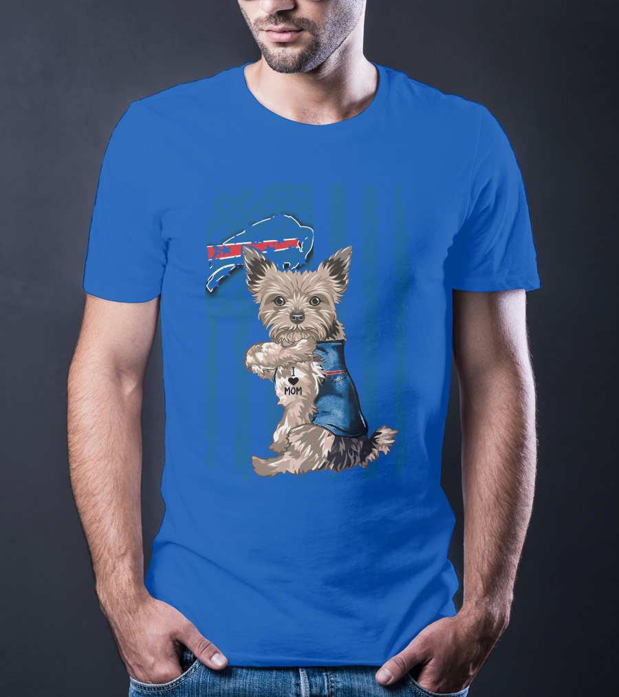 Yorkshire Terrier I Love Mom Buffalo Bills Fan T-Shirt