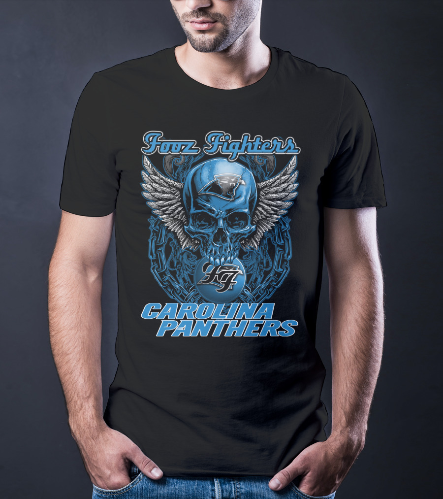 Foo Fighters Carolina Panthers Skull Winged T-Shirt