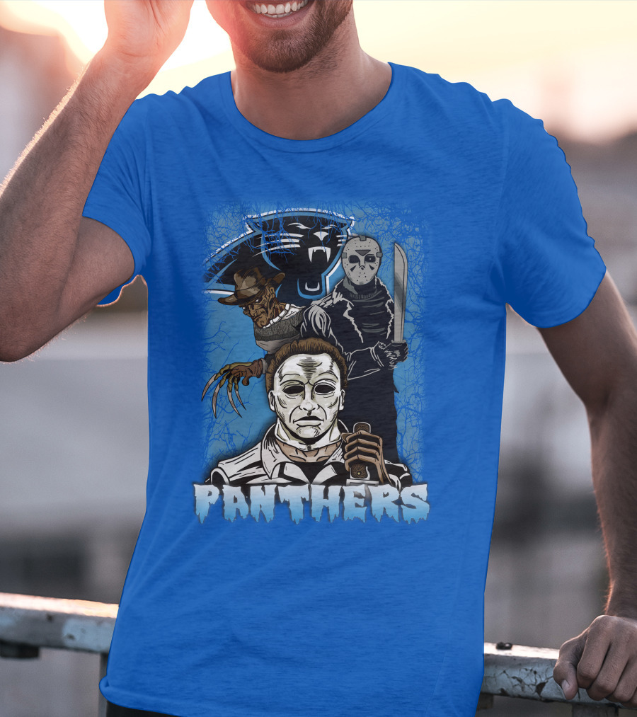 Carolina Panthers Horror Movie Villains Mashup T-Shirt