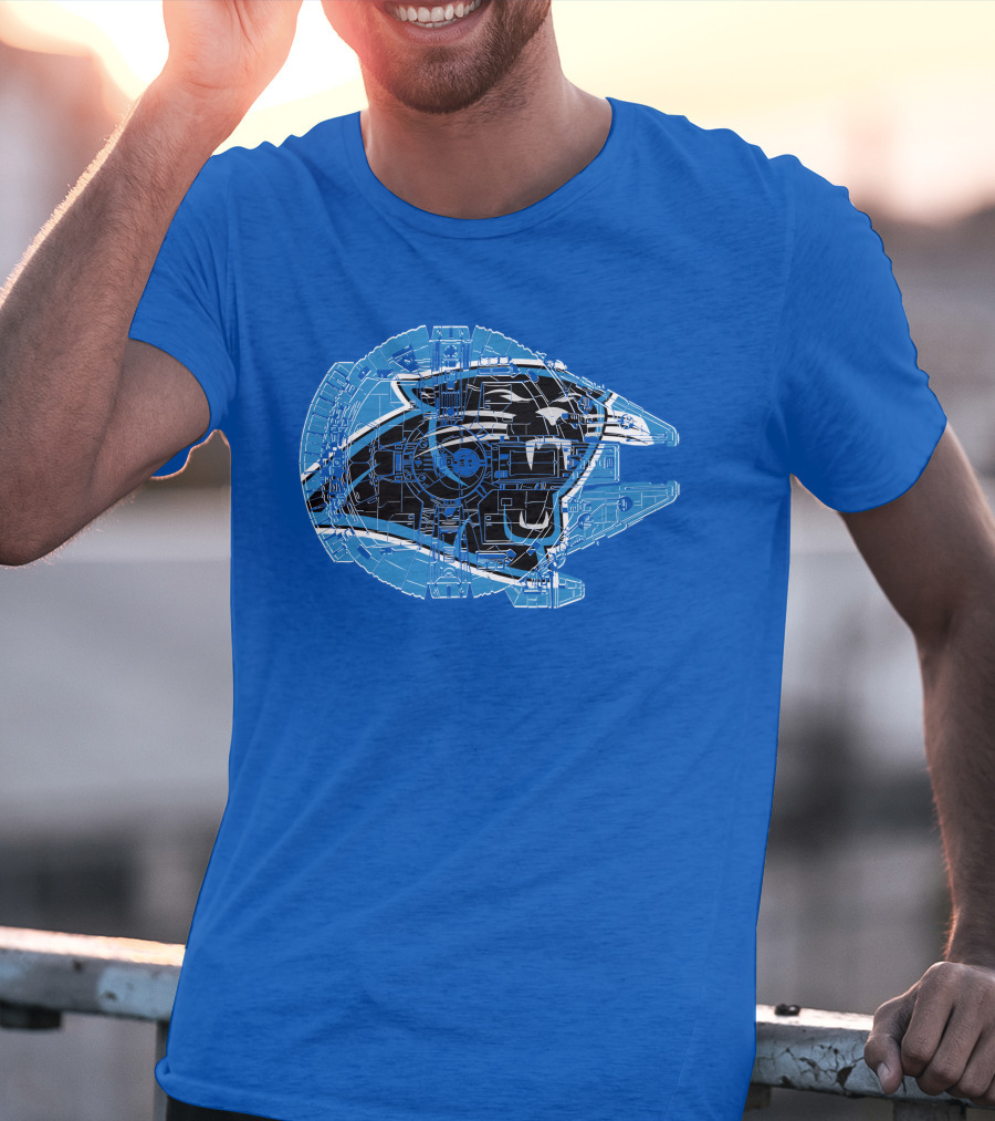 Carolina Panthers 56 Starship Blueprint Helmet T-Shirt