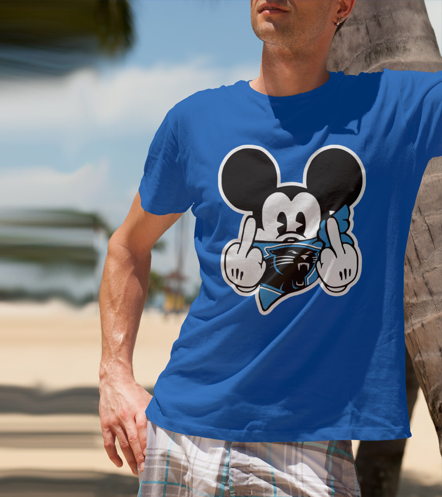 Carolina Panthers 45 Mickey Mouse Middle Finger T-Shirt