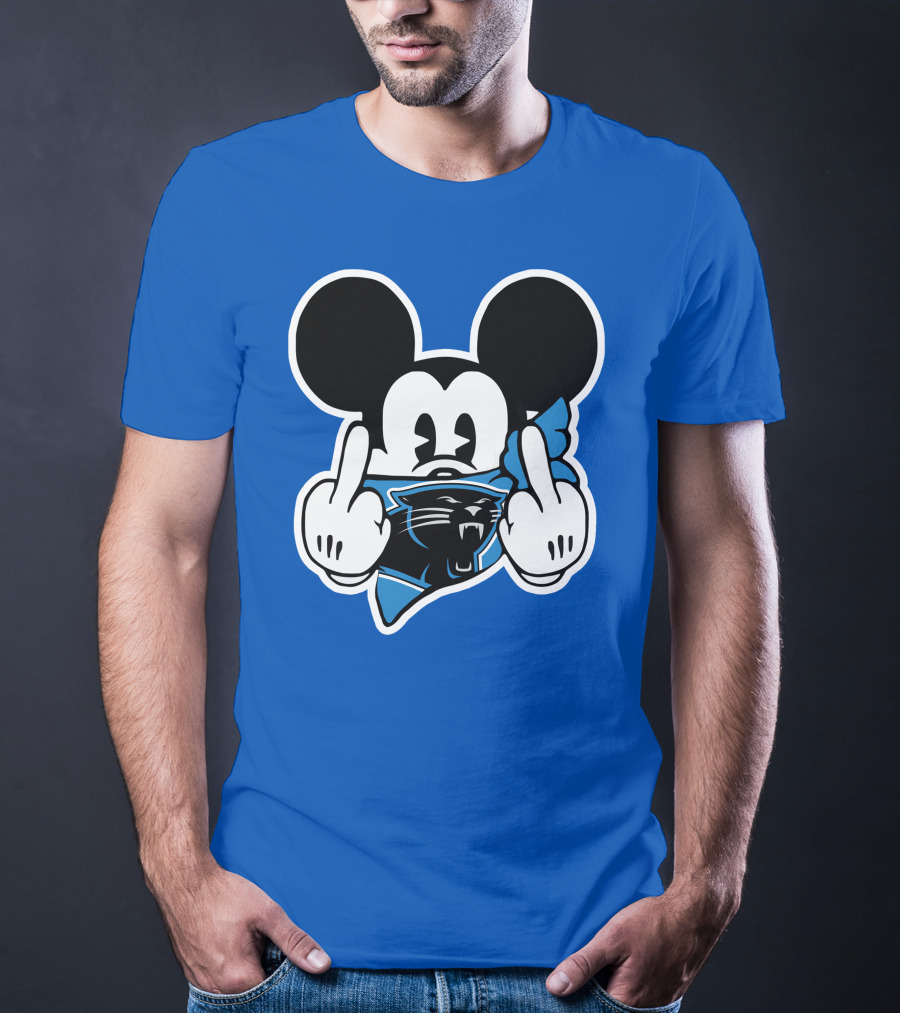 Carolina Panthers 45 Mickey Mouse Middle Finger T-Shirt