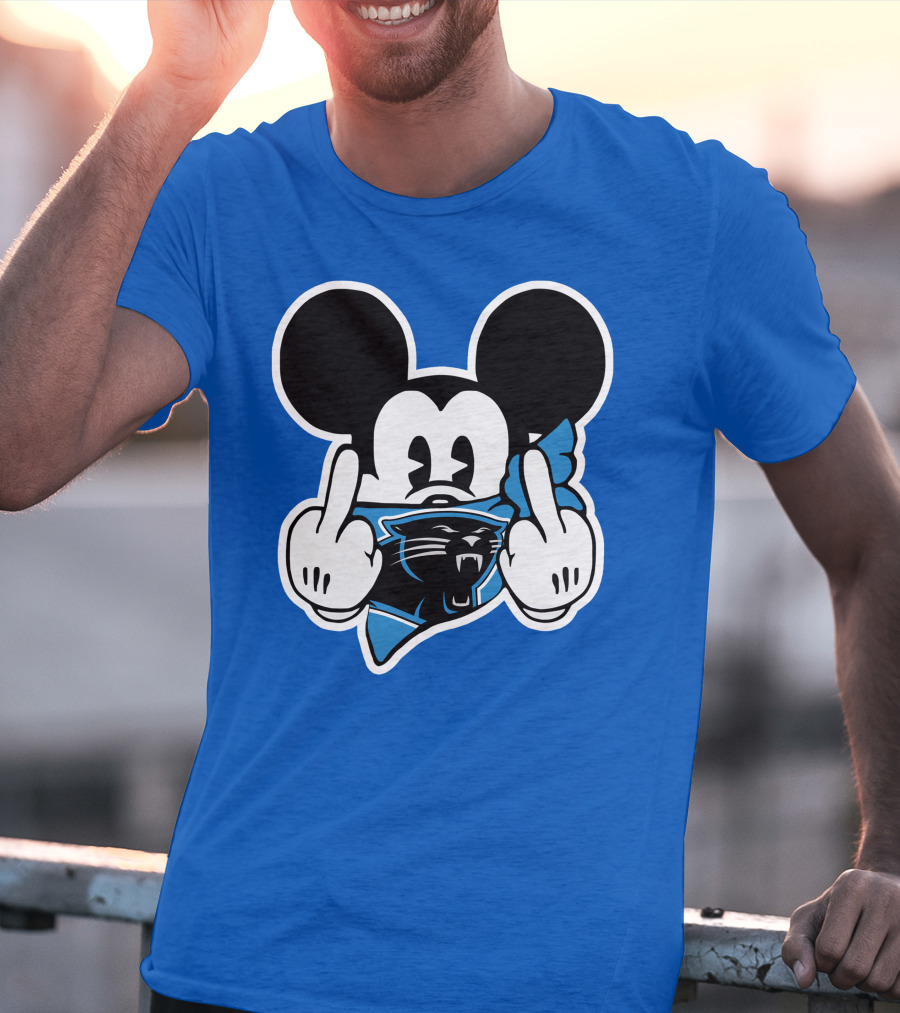 Carolina Panthers 45 Mickey Mouse Middle Finger T-Shirt
