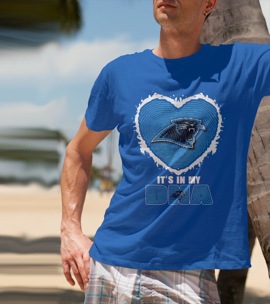 Carolina Panthers It's In My Dna Heart Fingerprint T-Shirt