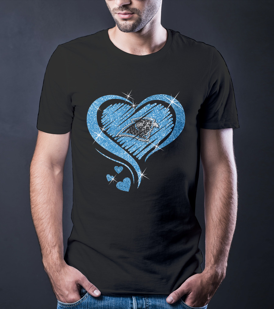 Heart Diamond Sparkle Carolina Panthers Fan Love T-Shirt