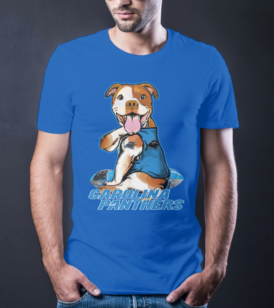 CAROLINA PANTHERS PITBULL TEAM SPIRIT WITH FOOTBALL AND TATTOOED JERSEY T-Shirt