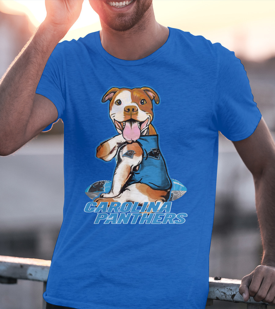 CAROLINA PANTHERS PITBULL TEAM SPIRIT WITH FOOTBALL AND TATTOOED JERSEY T-Shirt
