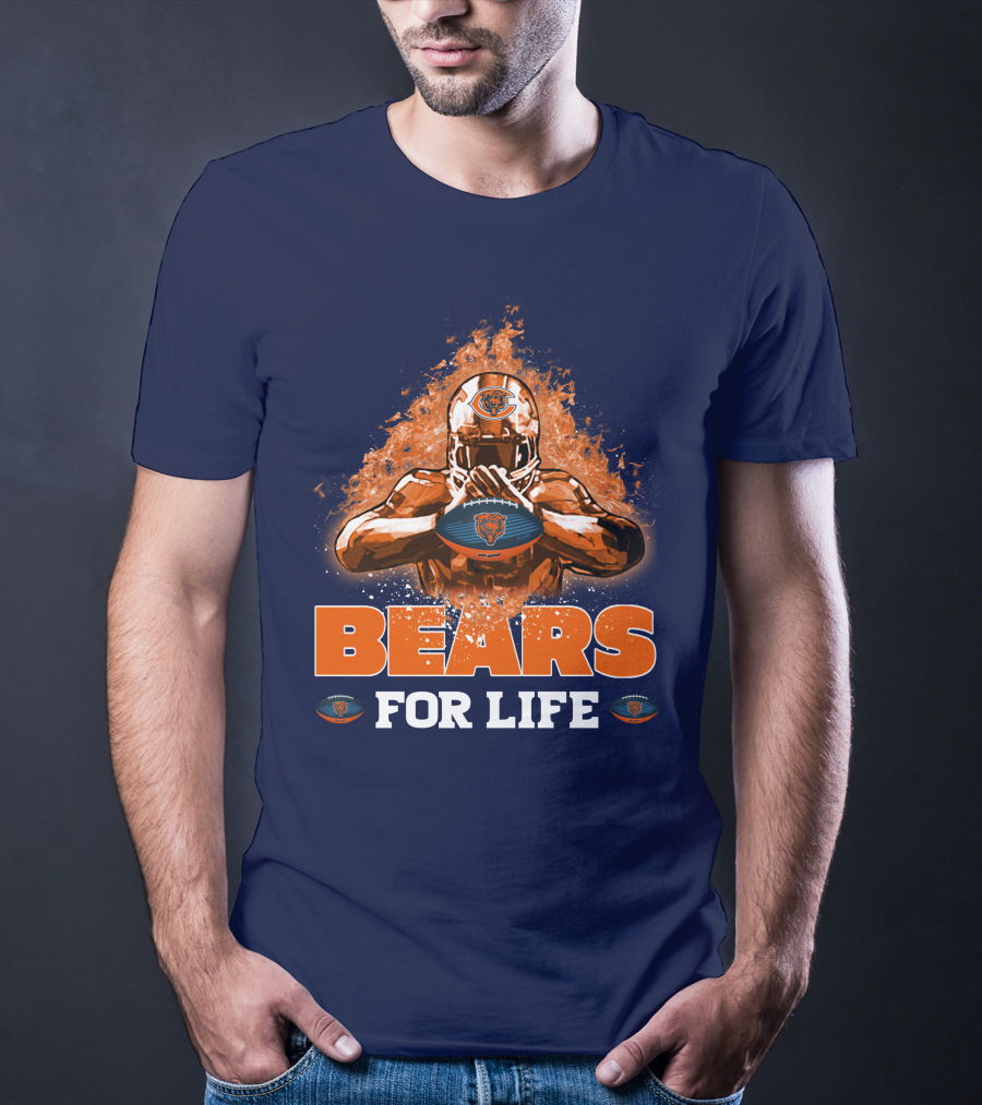 BEARS FOR LIFE CHICAGO BEARS FOOTBALL FLAMES T-Shirt