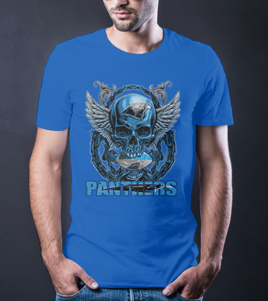 Skullfb PANTHERS Carolina Logo Wings Chains T-Shirt