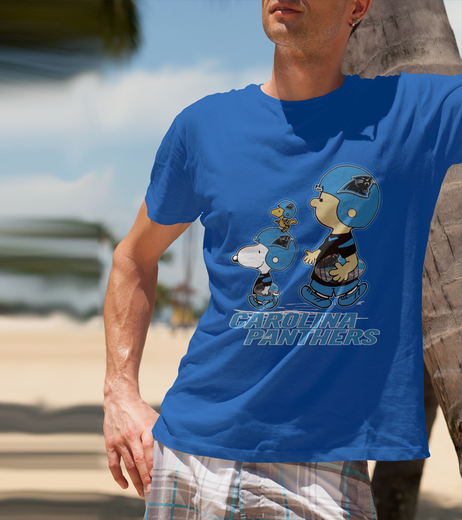 Snpfootball CAROLINA PANTHERS Peanuts Characters Blue Helmet T-Shirt