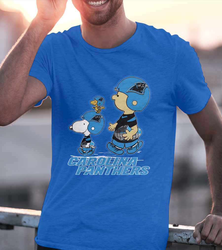 Snpfootball CAROLINA PANTHERS Peanuts Characters Blue Helmet T-Shirt