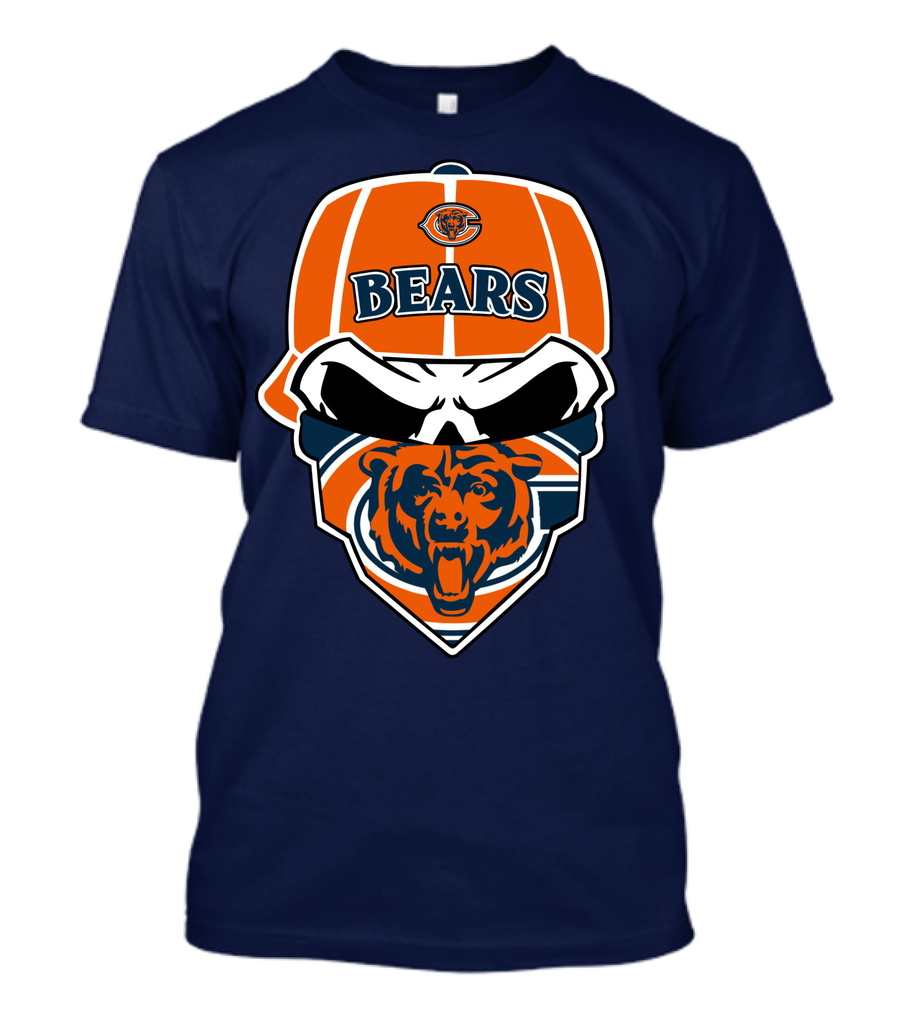 Chicago Bears 33 Skull Bandana Hat T-Shirt