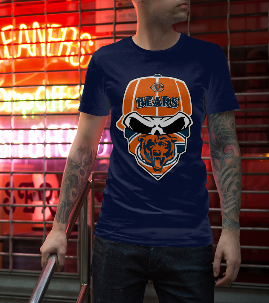 Chicago Bears 33 Skull Bandana Hat T-Shirt