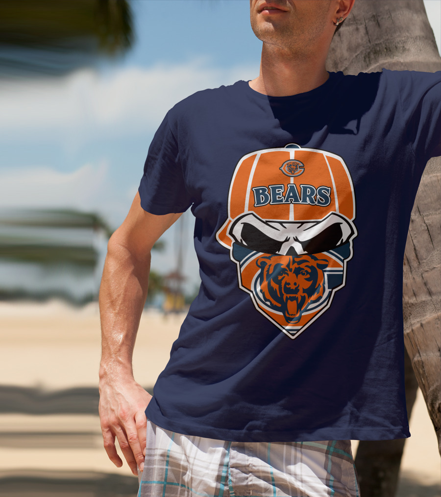 Chicago Bears 33 Skull Bandana Hat T-Shirt