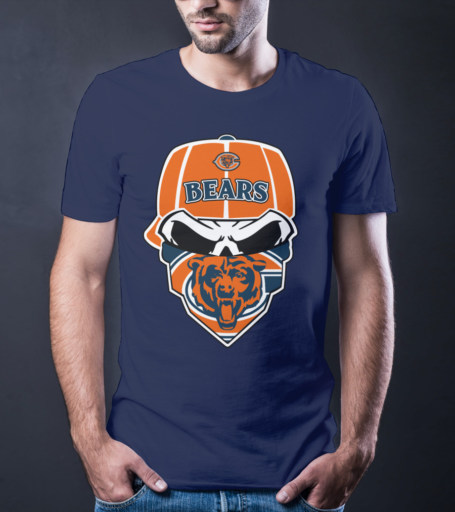 Chicago Bears 33 Skull Bandana Hat T-Shirt