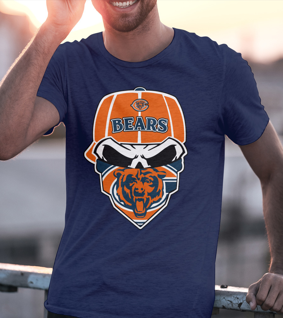 Chicago Bears 33 Skull Bandana Hat T-Shirt