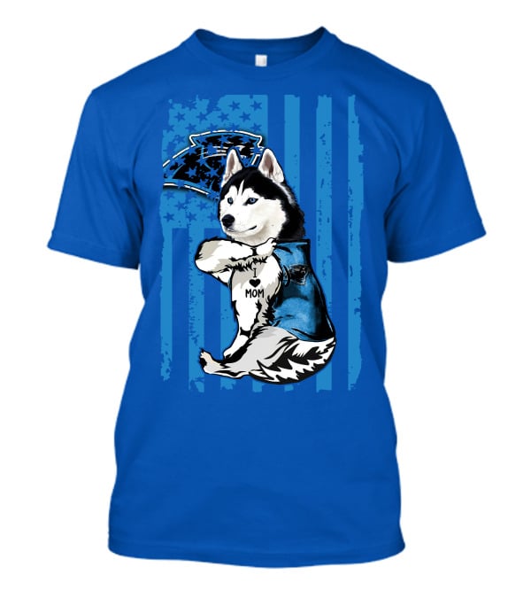 Siberian Husky Carolina Panthers I Love Mom Star T-Shirt