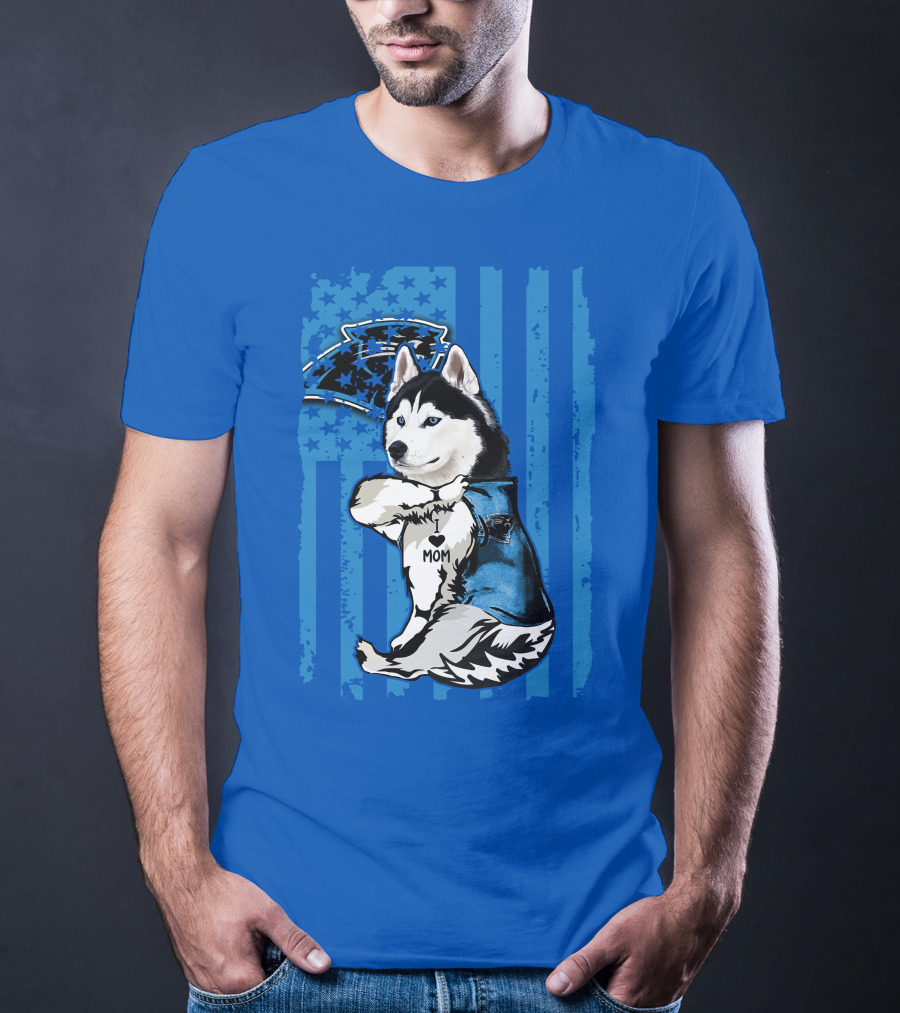 Siberian Husky Carolina Panthers I Love Mom Star T-Shirt