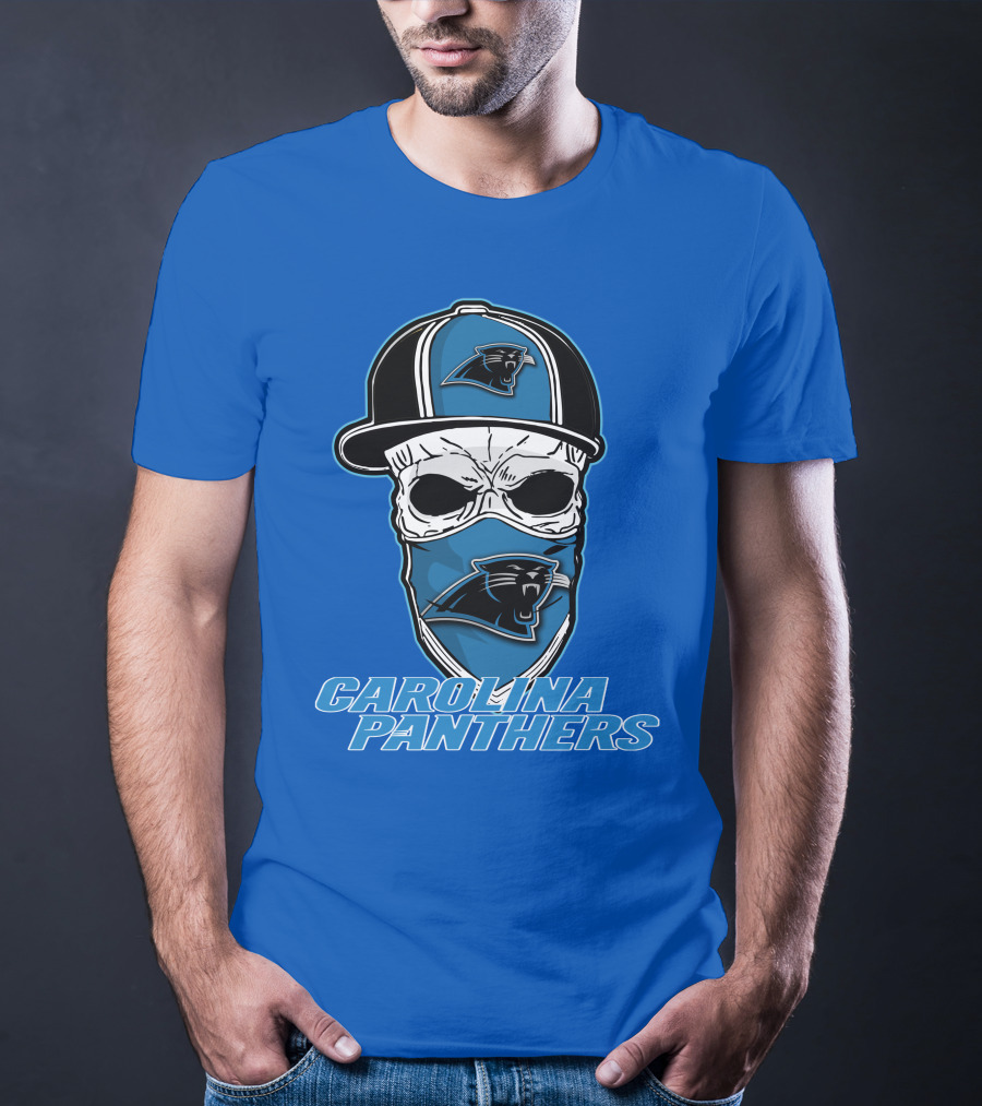 CAROLINA PANTHERS Skull Hat T-Shirt