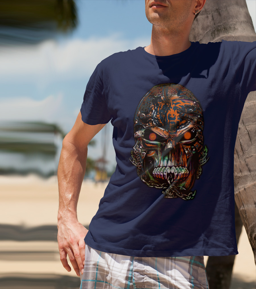 Chicago Bears Fiery Skull T-Shirt