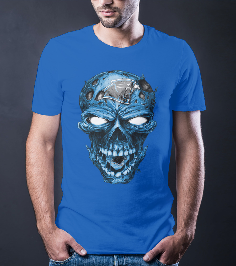 Carolina Panthers Blue Skull Supernatural Fan Gear T-Shirt