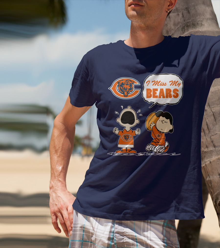 I Miss My Bears Chicago Bears Peanuts Characters T-Shirt