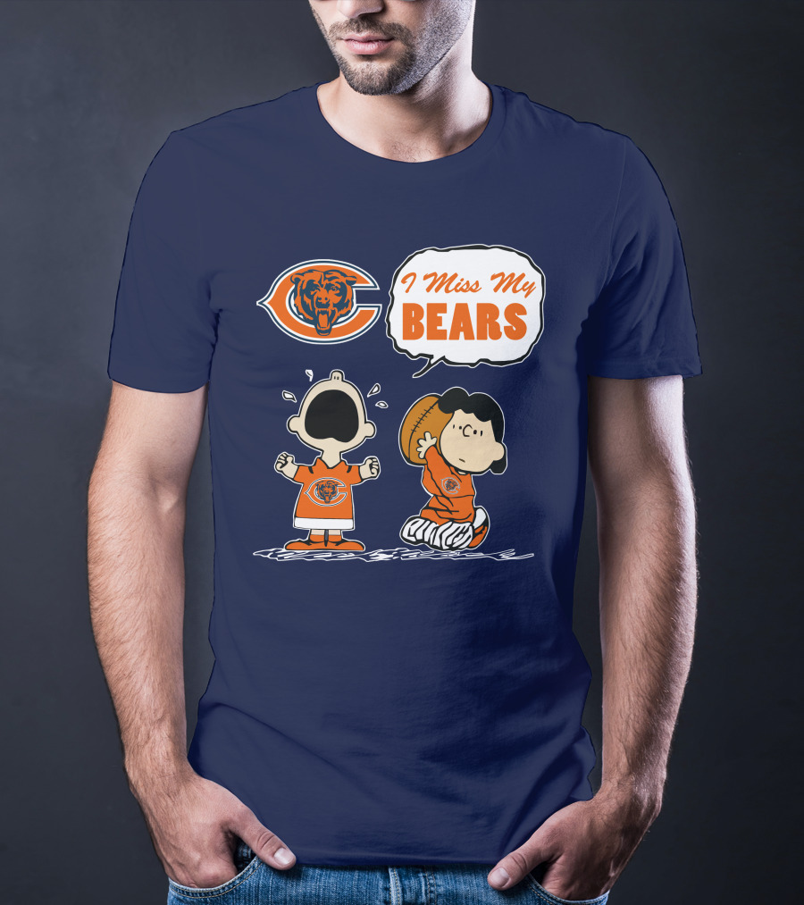 I Miss My Bears Chicago Bears Peanuts Characters T-Shirt