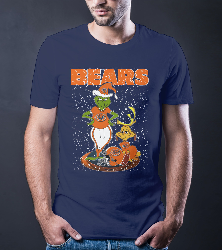 Grinchxmas BEARS Christmas Chicago Football Collaboration T-Shirt