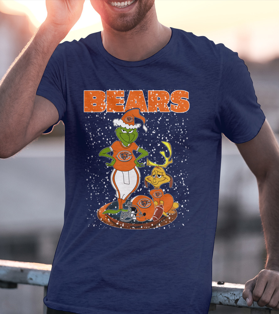 Grinchxmas BEARS Christmas Chicago Football Collaboration T-Shirt