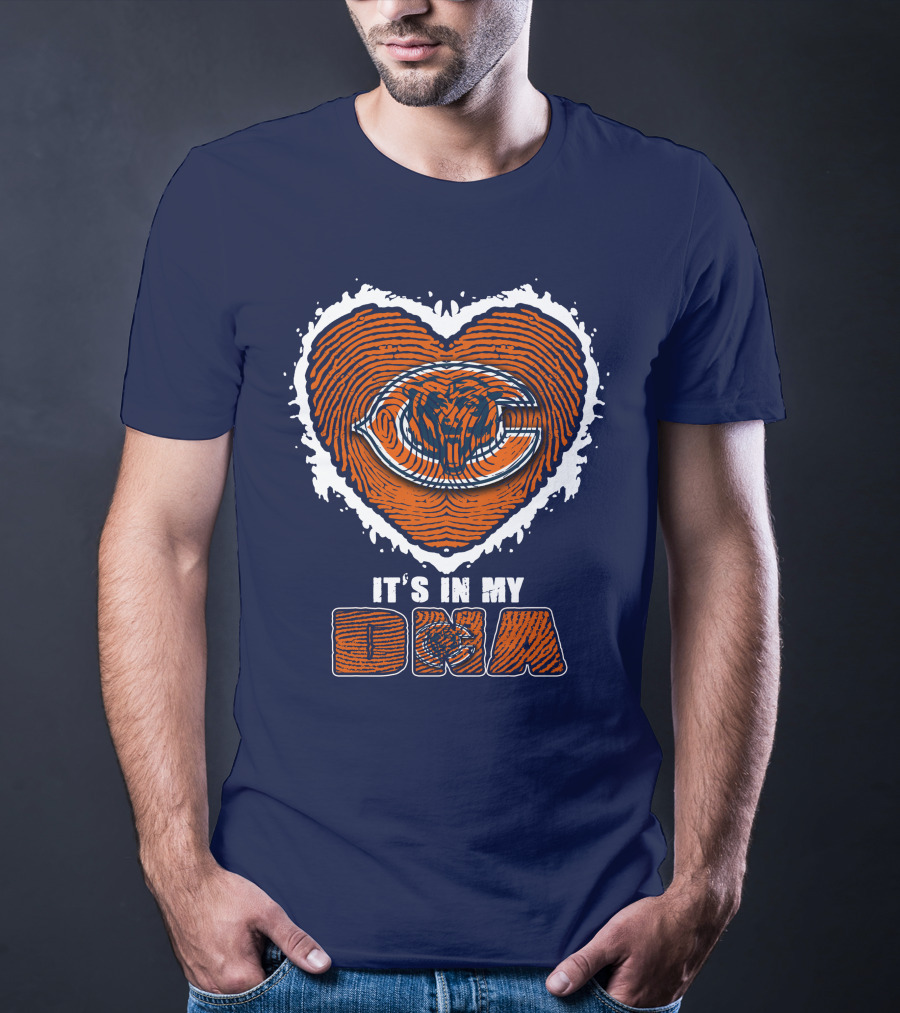 It's In My DNA Chicago Bears Heart Fingerprint T-Shirt
