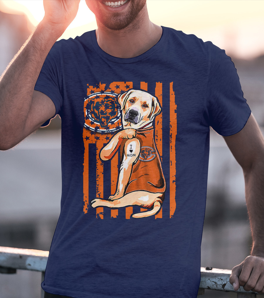 I LOVE MOM Labrador Retriever CHICAGO BEARS T-Shirt