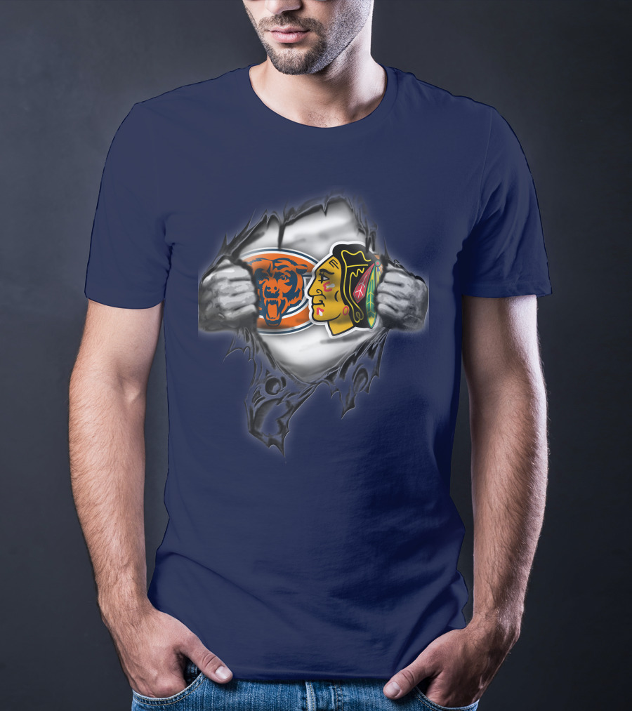 Chicago Bears Blackhawks Fan Mashup T-Shirt