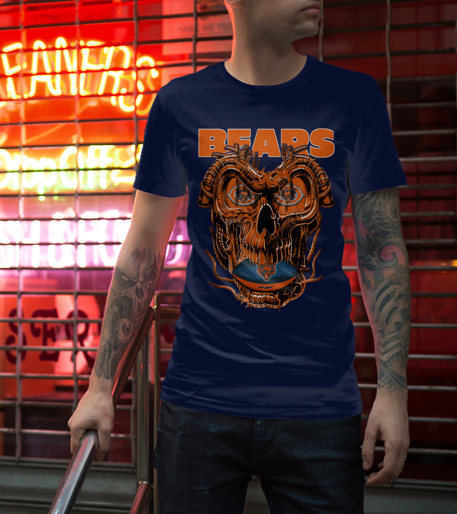 BEARS Dragonskull Football CHICAGO T-Shirt