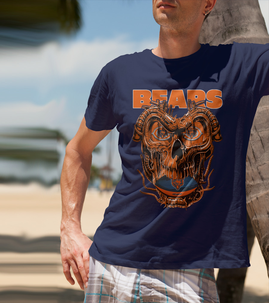BEARS Dragonskull Football CHICAGO T-Shirt