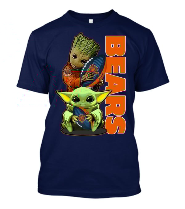 Grzd CHICAGO BEARS Baby Groot And Baby Yoda Football T-Shirt