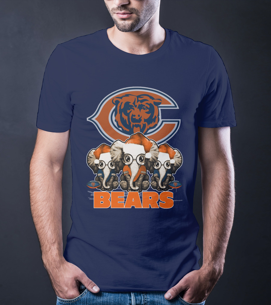 Chicago Bears Christmas Elephants Football T-Shirt