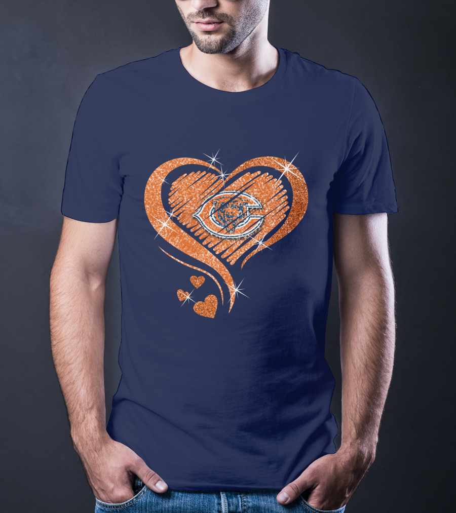 Heart Diamond Chicago Bears Sparkle Hearts T-Shirt