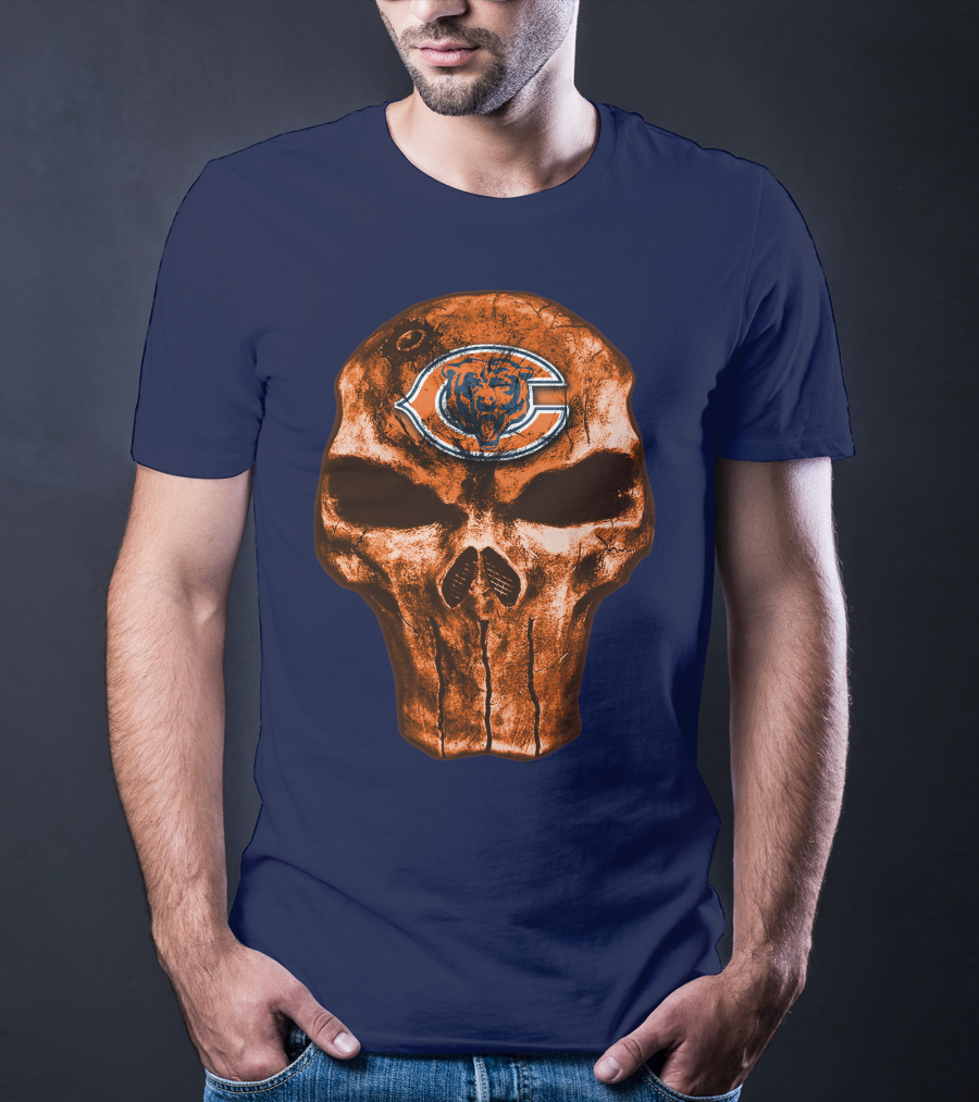 Skull Chicago Bears Logo Skull T-Shirt