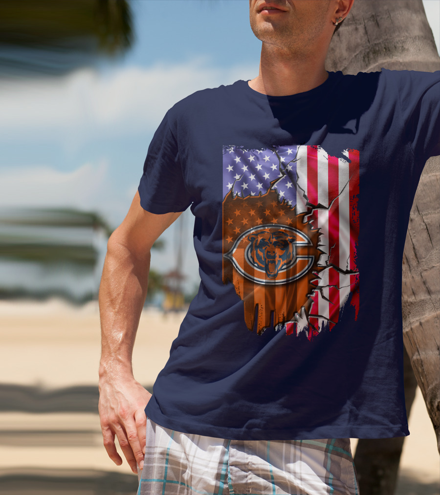 American Flag Chicago Bears Logo Stars Stripes T-Shirt