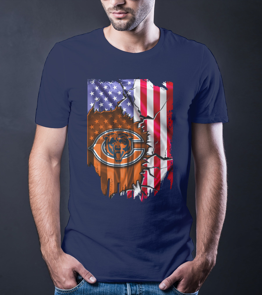 American Flag Chicago Bears Logo Stars Stripes T-Shirt